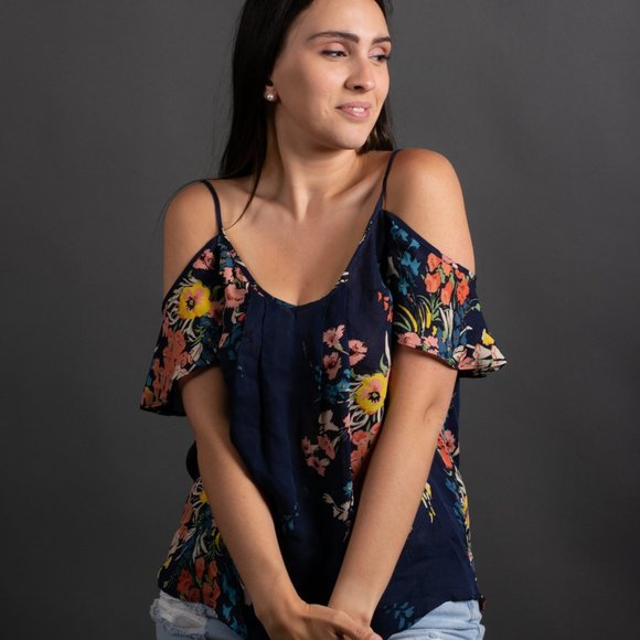 NWOT Blue Floral Off the Shoulder Top by Joie - Picture 5 of 10